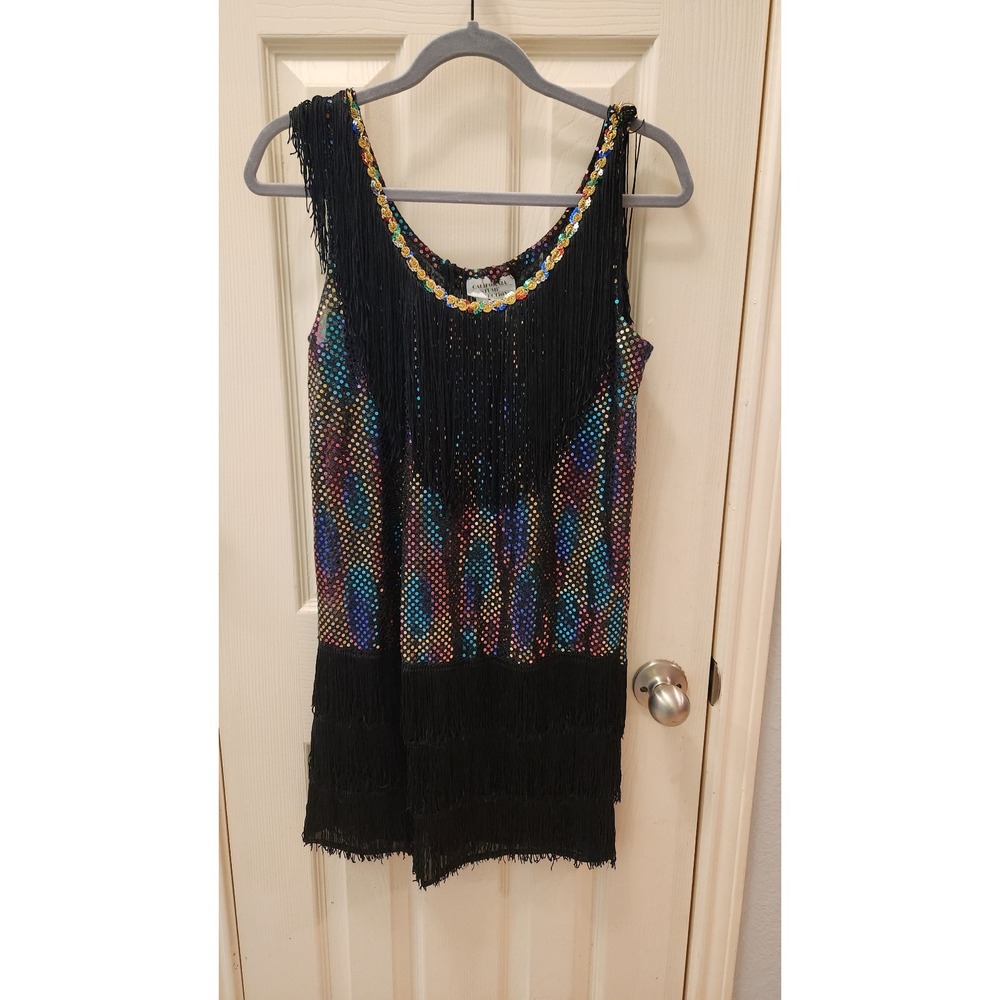 CALIFORNIA COSTUMES Womens Multi Sequin Fringe‎ FLAPPER DRESS, Size M